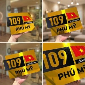 Alternative view of Biển số nhà Mẫu chất liệu Alu Vàng Gương – Nội dung in UV BSN005