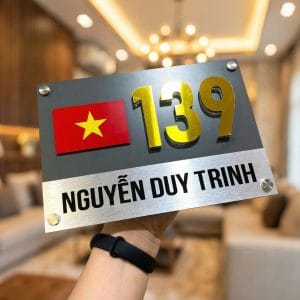 Biển số nhà có hình lá cờ Việt Nam Alu Mica BSN004