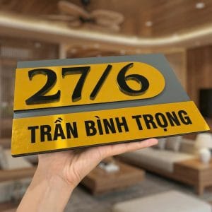 Alternative view of Biển số nhà decor ấn tượng, mẫu chất liệu Alu Vàng Gương, Xám BSN007