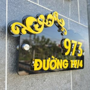 Alternative view of Bảng số nhà mica đen họa tiết decor góc nổi 3D  BSN08