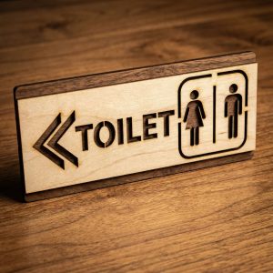 Mẫu bảng gỗ WC dán cửa nhà vệ sinh cao cấp có sẵn keo - BGWC002