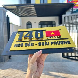 Alternative view of BIỂN SỐ NHÀ DECOR ẤN TƯỢNG.  ALu gương + Mica đen bóng, Số nổi 10mm BSNALU401