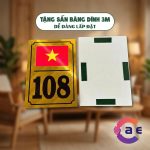 Biển số nhà  chất liệu Alu Vàng Gương in lá cờ Việt Nam BSN001