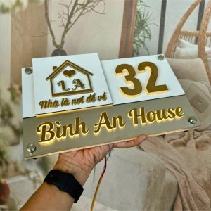 Alternative view of Biển số nhà, tên shop alu bạc xước+ alu gương chữ nổi 3D có đèn. BSN102
