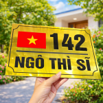 Bảng Số Nhà BSN108 Cao Cấp – Nền Alcorest Vàng Gương Chữ Nổi 2mm Sang Trọng