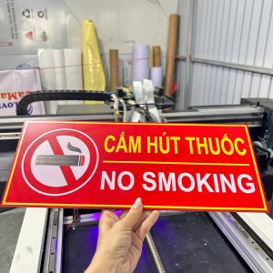 Alternative view of Biến báo Cấm Hút Thuốc /Cấm Lửa - CHẤT LIỆU ALU IN UV NGOÀI TRỜI Kích Thước 30x16CM