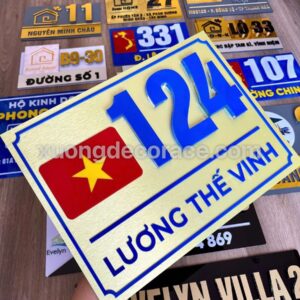 Alternative view of Bảng Số Nhà Alu Gương Vàng Số Mica Xanh Dương - Sự Kết Hợp Hoàn Hảo Cho Cặp Đôi Tài Vượng Tại Bình Dương