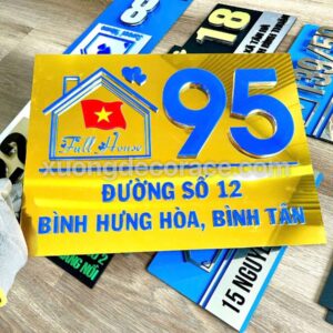 Bảng Số Nhà Alu Gương Vàng Số Mica Xanh Dương - Sự Kết Hợp Hoàn Hảo Cho Cặp Đôi Tài Vượng Tại Bình Dương