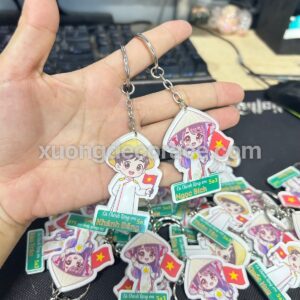 Móc Khoá Chibi Áo Dài Việt Nam - Niềm Tự Hài Dân Tộc - Mica 2 Mặt -Ship Toàn Quốc