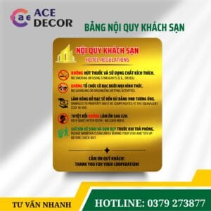 Alternative view of Bảng Nội Quy Khách Sạn, Resort Song Ngữ Anh Việt Chất Liệu Mica, Alu Sang Trọng Kèm Keo Dán
