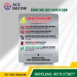 Bảng Nội Quy Khách Sạn, Resort Song Ngữ Anh Việt Chất Liệu Mica, Alu Sang Trọng Kèm Keo Dán