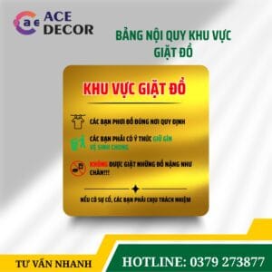 Alternative view of Bảng Nội Quy Khu Vực Giặt Đồ Dán Tường Cho Tiệm Giặt Sấy, Homestay | In Uv Sắc Nét Chống Nước