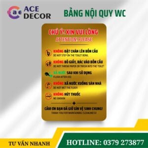 Alternative view of Bảng Nội Quy Khu Vực Toilet Wc Thiết Kế Dễ Thương Lịch Sự Cho Quán Cafe Alu Mica In Uv Có Keo Dán