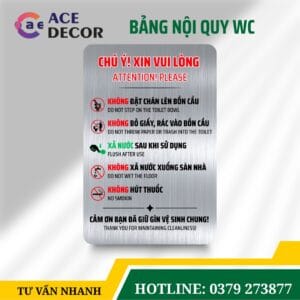 Bảng Nội Quy Khu Vực Toilet Wc Thiết Kế Dễ Thương Lịch Sự Cho Quán Cafe Alu Mica In Uv Có Keo Dán