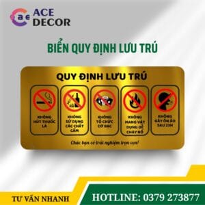 Alternative view of Bảng Quy Định Lưu Trú Dành Cho Khách Sạn Homestay Nhà Trọ Khung Nhôm Mica Cao Cấp, Siêu Bền | Xưởng Decor Ace