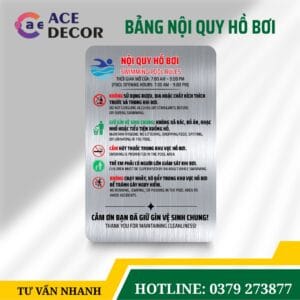 Biển Bảng Nội Quy Hồ Bơi Chất Liệu Alu Chống Nước, Chịu Nắng Mưa Tuyệt Đối Cho Resort, Tòa Nhà