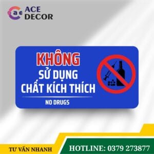 Alternative view of Biển Báo Cấm Sử Dụng Chất Kích Thích - Bảng Nội Quy Alu Mica Cho Cơ Quan, Nhà Xưởng