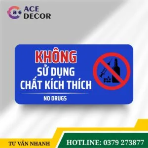 Alternative view of Biển Báo Cấm Sử Dụng Chất Kích Thích - Bảng Nội Quy Alu Mica Cho Cơ Quan, Nhà Xưởng