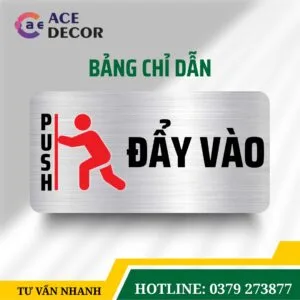 Alternative view of Biển Báo Đẩy Cửa Vào (Push) Cho Cửa Kính - Bảng Nhắc Nhở Alu Mica Sang Trọng Tận Xưởng