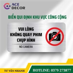 Alternative view of Biển Cấm Quay Phim Chụp Ảnh & Giữ Trật Tự - Bảng Báo Alu Mica Bền Đẹp Cho Công Ty