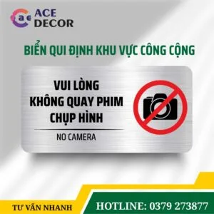 Alternative view of Biển Cấm Quay Phim Chụp Ảnh & Giữ Trật Tự - Bảng Báo Alu Mica Bền Đẹp Cho Công Ty