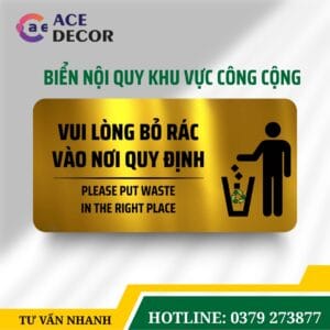 Alternative view of Biển Nhắc Nhở Bỏ Rác Vào Thùng Đúng Nơi Quy Định Alu Mica In Uv Theo Yêu Cầu