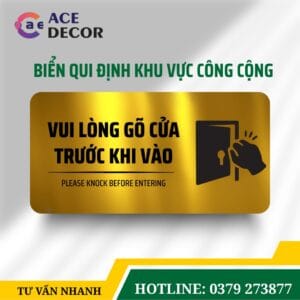 Alternative view of Biển Nhắc Nhở Gõ Cửa Trước Khi Vào Dành Cho Văn Phòng Công Ty Alu Cao Cấp In Uv