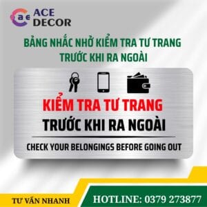 Alternative view of Biển Nhắc Nhở Kiểm Tra Kỹ Hành Lý Tư Trang Trước Khi Rời Đi Cho Khách Sạn, Homestay Bền Đẹp