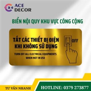 Alternative view of Biển Nhắc Nhở Tắt Điện Khi Ra Về Chất Liệu Alu Mica Cao Cấp Dành Cho Văn Phòng