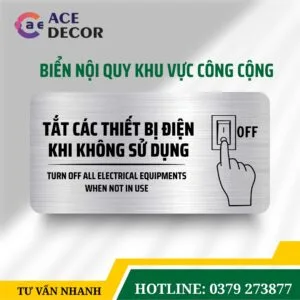 Biển Nhắc Nhở Tắt Điện Khi Ra Về Chất Liệu Alu Mica Cao Cấp Dành Cho Văn Phòng
