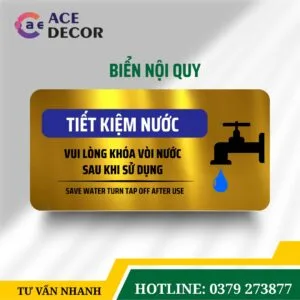 Biển Nhắc Nhở Tiết Kiệm Nước Chất Liệu Alu Mica Theo Yêu Cầu Cho Văn Phòng, Nhà Xưởng, Trường Học