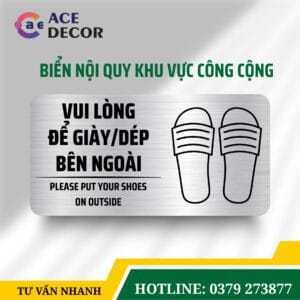 Alternative view of Biển Nhắc Nhở Vui Lòng Để Giày Dép Bên Ngoài Alu & Mica Theo Yêu Cầu, In Uv Sắc Nét
