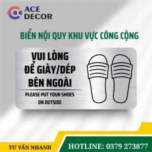 Alternative view of Biển Nhắc Nhở Vui Lòng Để Giày Dép Bên Ngoài Alu & Mica Theo Yêu Cầu, In Uv Sắc Nét