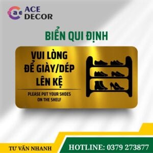 Biển Nhắc Nhở Vui Lòng Để Giày Dép Bên Ngoài Alu & Mica Theo Yêu Cầu, In Uv Sắc Nét