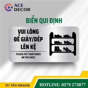 Biển Nhắc Nhở Vui Lòng Để Giày Dép Lên Kệ Alu & Mica Theo Yêu Cầu, Bền Đẹp Chuyên Nghiệp