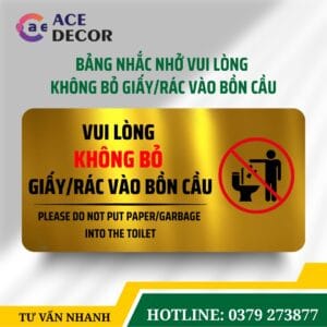 Alternative view of Biển Nhắc Nhở Vui Lòng Không Bỏ Rác Vào Bồn Cầu Lịch Sự Nhất | Biển Alu Mica Chống Nước Tuyệt Đối