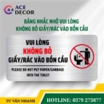 Biển Nhắc Nhở Vui Lòng Không Bỏ Rác Vào Bồn Cầu Lịch Sự Nhất | Biển Alu Mica Chống Nước Tuyệt Đối