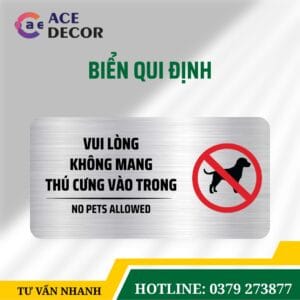Alternative view of Biển Nhắc Nhở Vui Lòng Không Mang Thú Cưng (No Pets Allowed) Bền Đẹp Cho Cửa Hàng, Siêu Thị