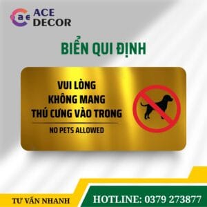 Biển Nhắc Nhở Vui Lòng Không Mang Thú Cưng (No Pets Allowed) Bền Đẹp Cho Cửa Hàng, Siêu Thị