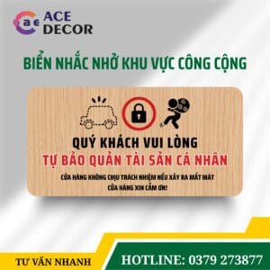 Alternative view of Biển Nhắc Nhở Vui Lòng Tự Bảo Quản Tài Sản Cá Nhân - Bảng Mica Treo Tường Chống Trộm