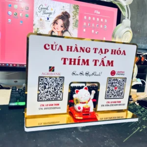 Alternative view of Biển Quét Mã Qr Mèo Thần Tài Chất Liệu Alu Gương In Uv: Thu Hút Vượng Khí, Tăng Trưởng Doanh Số