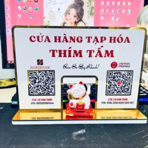Biển Quét Mã Qr Mèo Thần Tài Chất Liệu Alu Gương In Uv: Thu Hút Vượng Khí, Tăng Trưởng Doanh Số