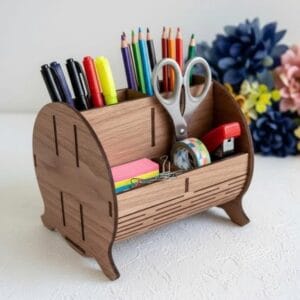 Hộp Đựng Bút Để Bàn Bằng Gỗ Tự Nhiên Khắc Logo - Khay Cắm Bút Gỗ Decor Quà Tặng Doanh Nghiệp Cao Cấp
