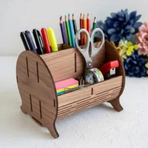 Hộp Đựng Bút Để Bàn Bằng Gỗ Tự Nhiên Khắc Logo - Khay Cắm Bút Gỗ Decor Quà Tặng Doanh Nghiệp Cao Cấp
