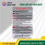 Xưởng Làm Bảng Nội Quy Nhà Nghỉ, Khách Sạn Khung Nhôm Mica Cao Cấp | Decor Ace