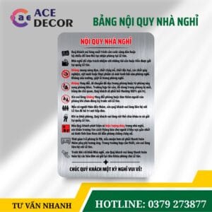 Xưởng Làm Bảng Nội Quy Nhà Nghỉ, Khách Sạn Khung Nhôm Mica Cao Cấp | Decor Ace