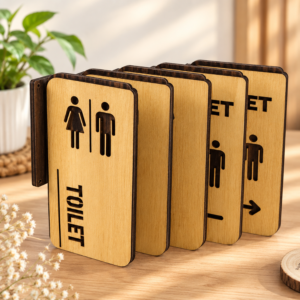 Bảng Toilet Gỗ 2 Lớp Khắc Âm Gắn Tường | Biển Nhà Vệ Sinh Đẹp Giá Xưởng
