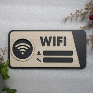 Alternative view of Biển Thông Tin Wifi Gỗ 2 Lớp Khắc Laser Sắc Nét | ACE Decor