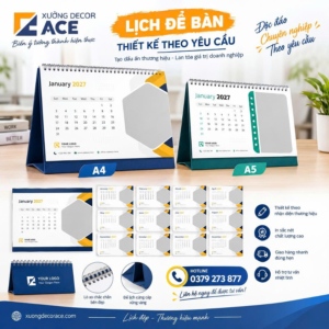 Mẫu Lịch Để Bàn Chữ A Đẹp Cho Doanh Nghiệp In Logo Theo Yêu Cầu