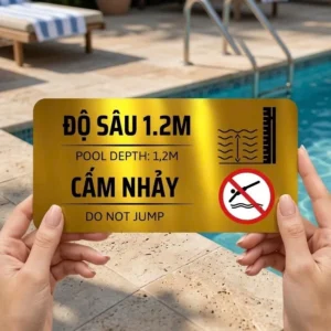Alternative view of Biển Cảnh Báo Độ Sâu Bể Bơi Tiêu Chuẩn - Mica/Alu In Uv Theo Yêu Cầu Giá Xưởng | Đặt Hàng Ngay
